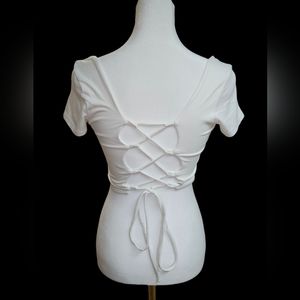 Gorgeous Open Back Woven-Detailed Crop Top